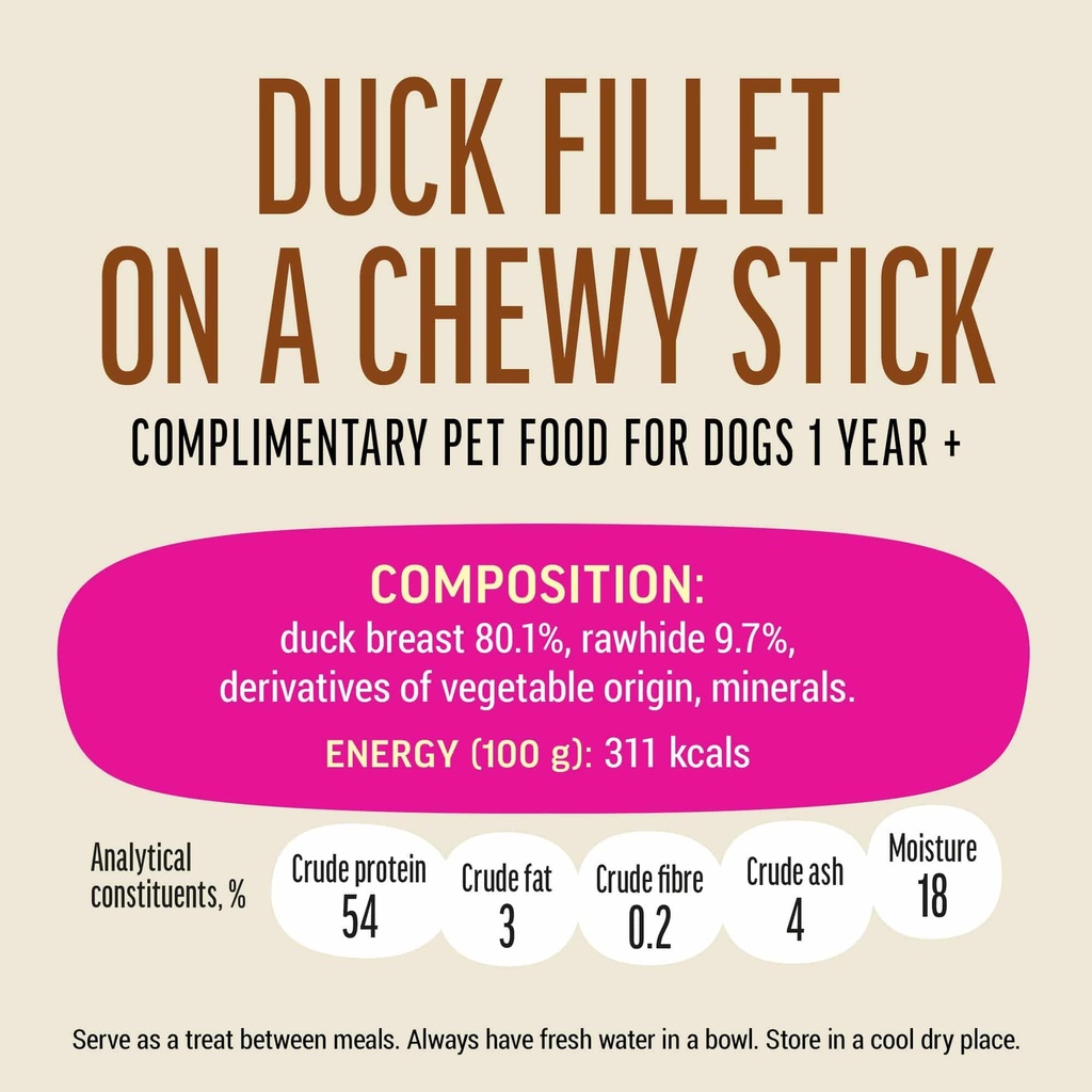 Dog Fest Duck Fillet On Chewy Stick For Adult Dogs - 90g (3.17oz)[Weight - 90g]