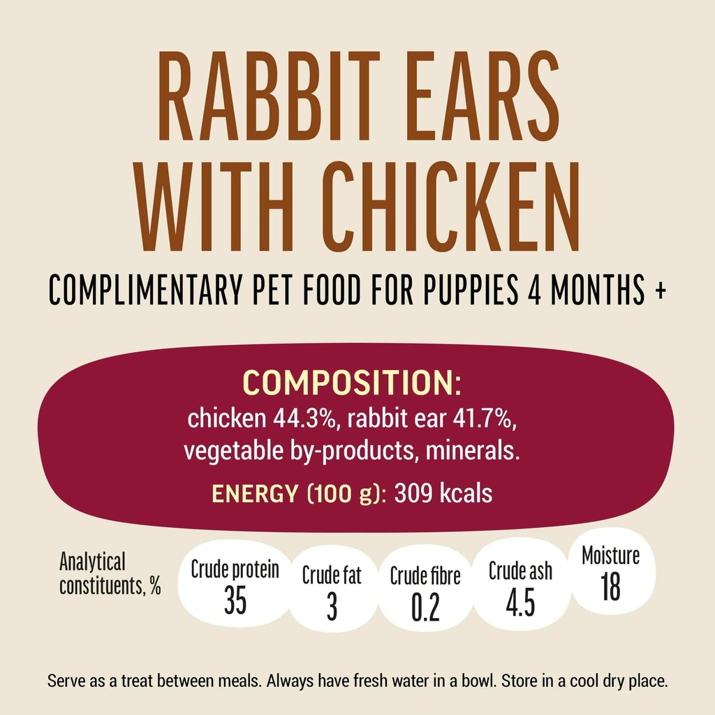 Dog Fest Rabbit Ears With Chicken For Puppies - 90g (3.17oz)[Weight - 90g]