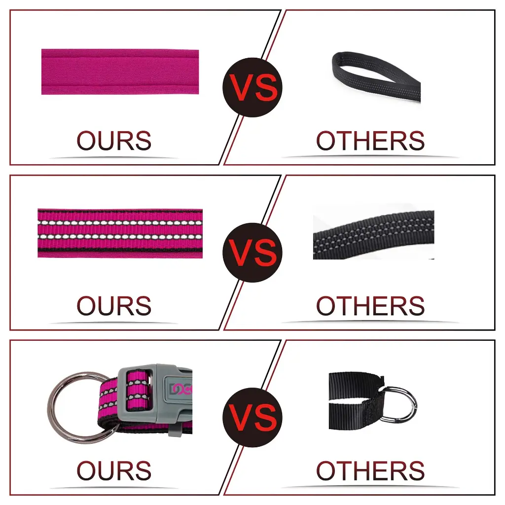 Doco Vario O-Ring Collar With Reflective Stitching [2x44-55cm] - Pink