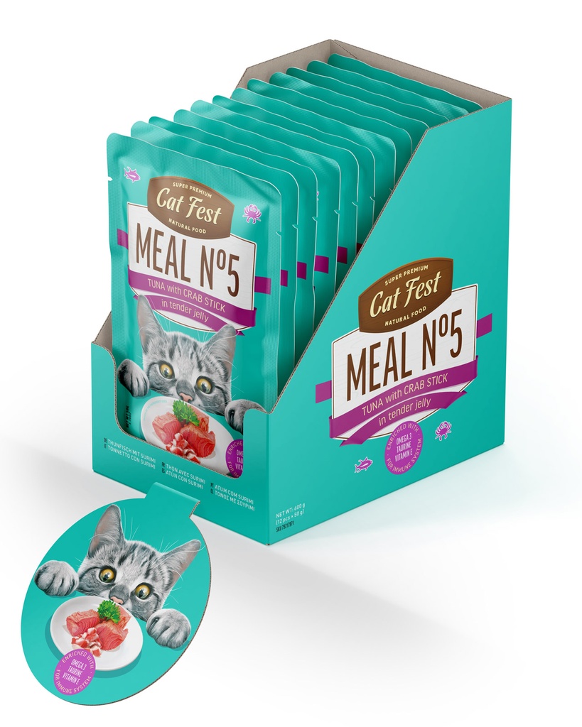 Cat Fest Meal No 5 Cat Food in Jelly-Tuna With Crab Stick 50g