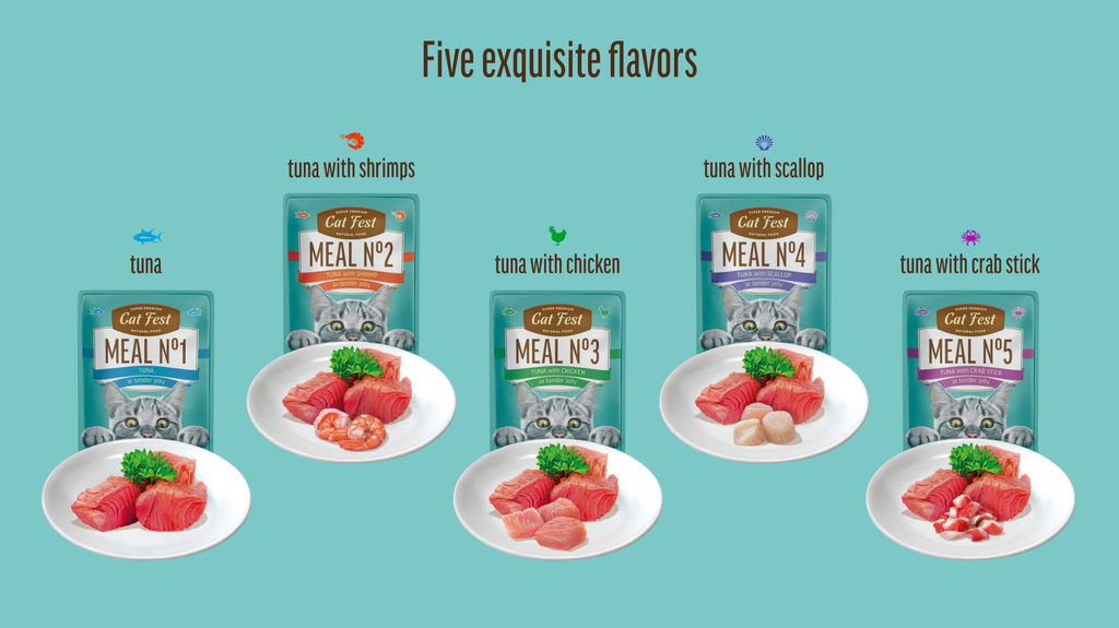 Cat Fest Meal No 5 Cat Food in Jelly-Tuna With Crab Stick 50g [Minimum Order:12pcs]