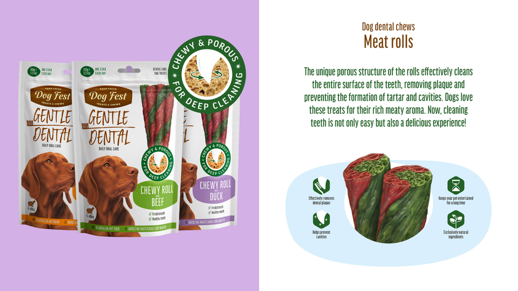 Dog Fest Dental Treats For Adult Dogs - Chewy Roll -Chicken 100g