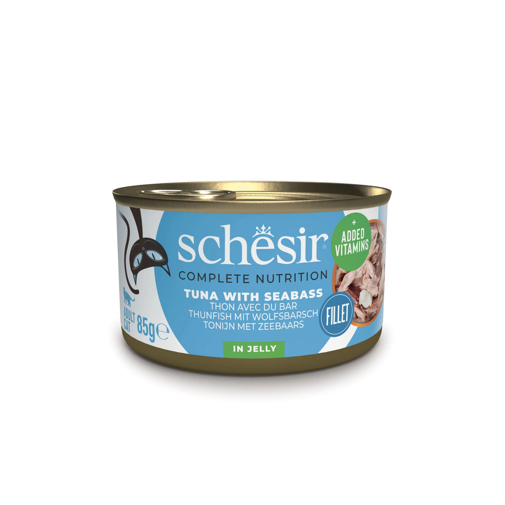 Schesir Complete & Balanced Nutrition Wet Cat Food in Jelly Can- Tuna With Seabass 85g [MOQ:12pcs]
