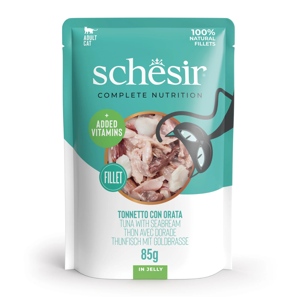 Schesir Complete & Balanced Nutrition Wet Cat Food in Jelly Pouch- Tuna With Seabreem 85g [MOQ:12pcs]