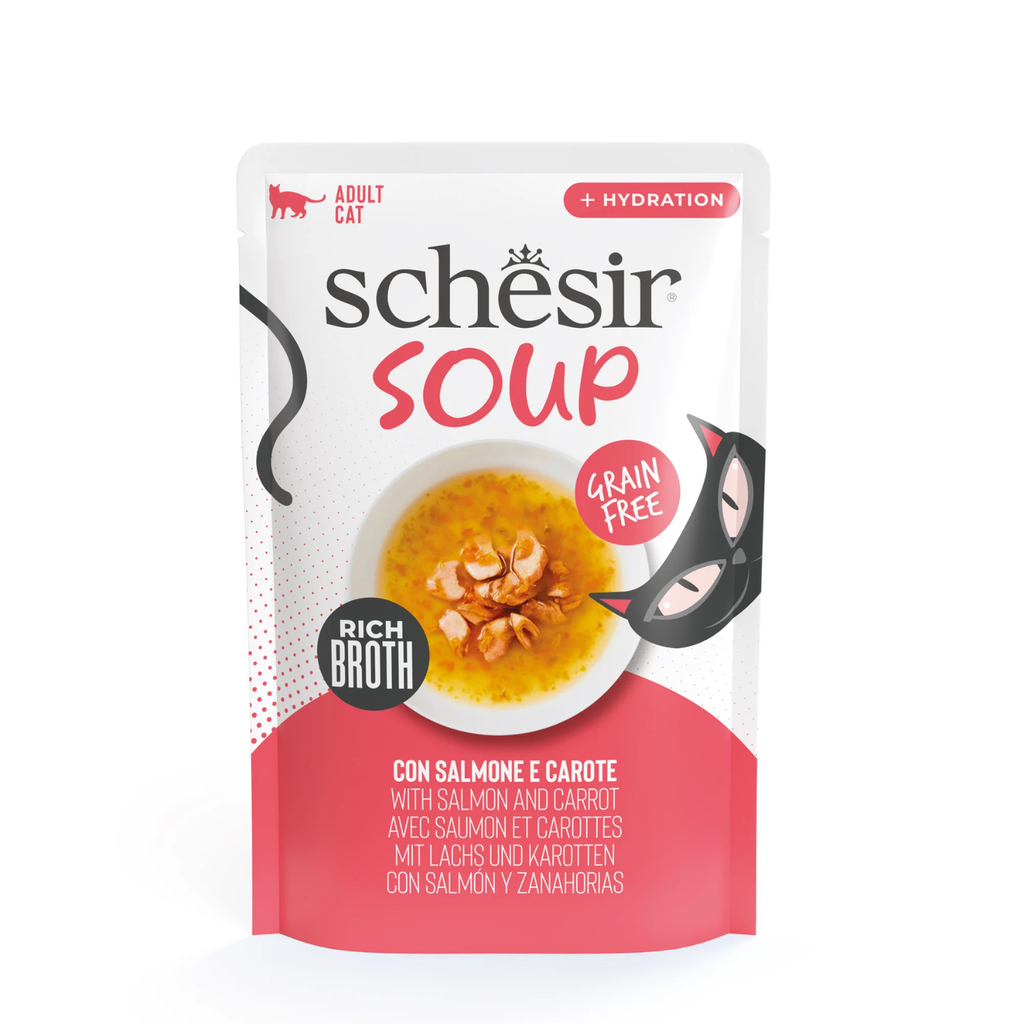 Schesir Soup Cat Wet Food in Soup Pouch-Salmon With Carrot 40g [MOQ:12pcs]