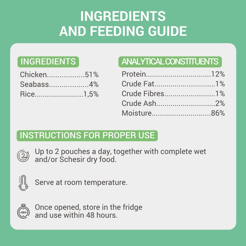 Schesir Complements Cat Wet Food  in Jelly Can- Chicken With Seabass 70g [MOQ:12pcs]