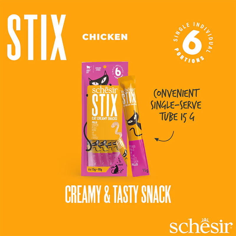 Schesir Summer Treat-Stix Mix Flavour [Chicken,Duck,Salmon & Tuna]-15g x 24pcs