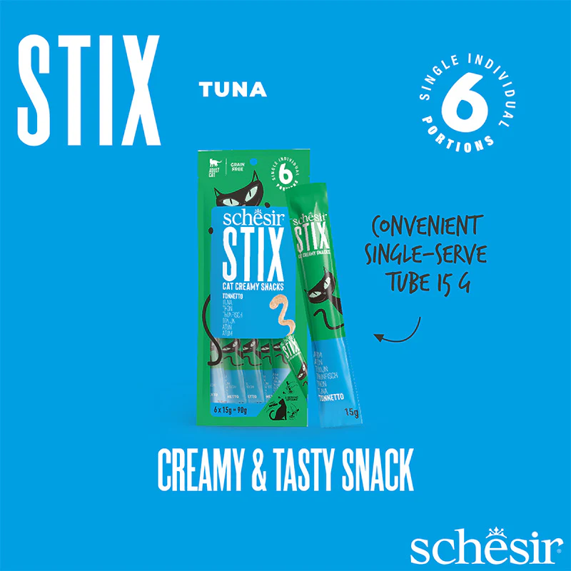 Schesir Summer Treat-Stix Mix Flavour [Chicken,Duck,Salmon & Tuna]-15g x 24pcs