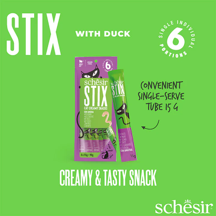 Schesir Summer Treat-Stix Mix Flavour [Chicken,Duck,Salmon & Tuna]-15g x 24pcs