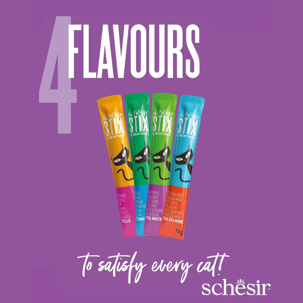 Schesir Summer Treat-Stix Mix Flavour [Chicken,Duck,Salmon & Tuna]-15g x 24pcs