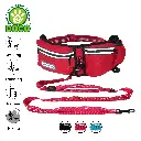 DOCO® Lite Reflective Jogging Belt With Reflective Bungee [Bag:2.5 x 76-107cm; Leash: 2.5 x 130-150cm]-Black