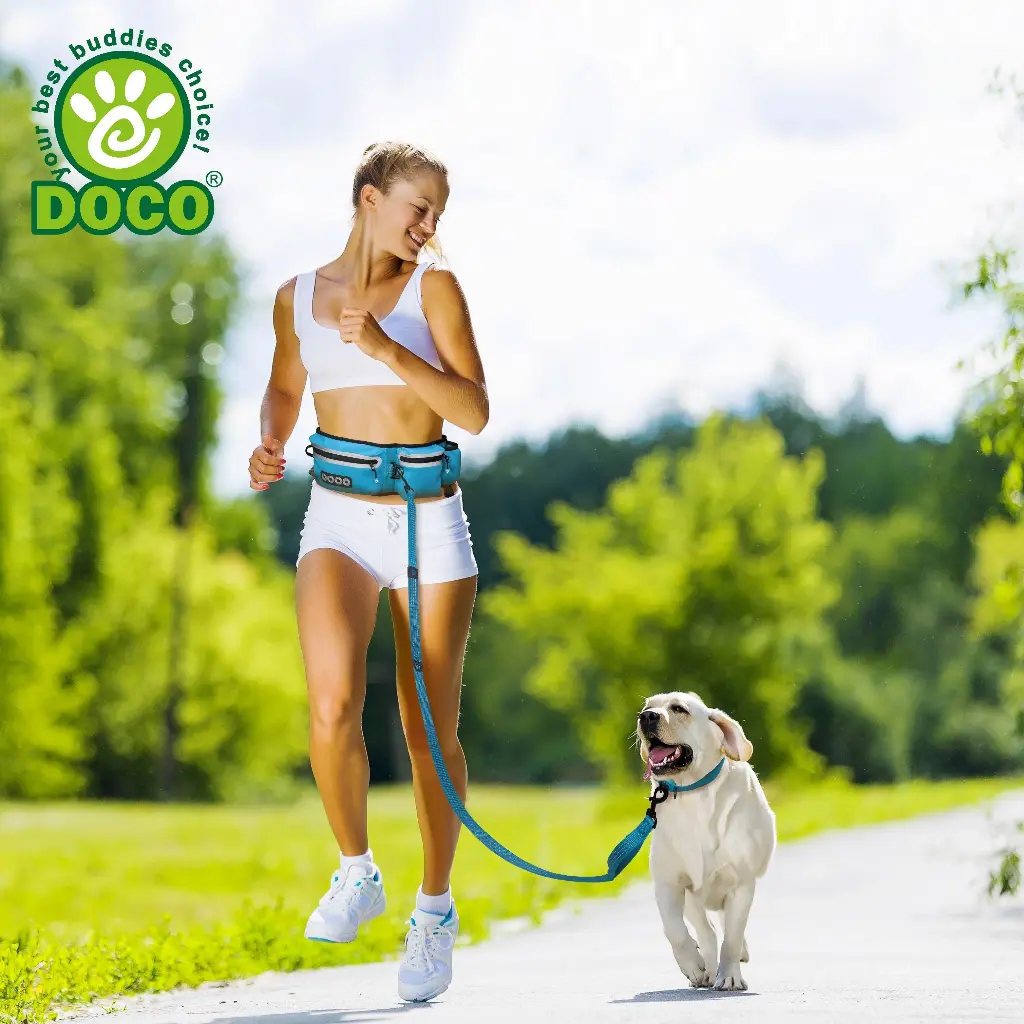 DOCO® Lite Reflective Jogging Belt With Reflective Bungee [Bag:2.5 x 76-107cm ; Leash: 2.5 x 130-150cm]-Safety Orange