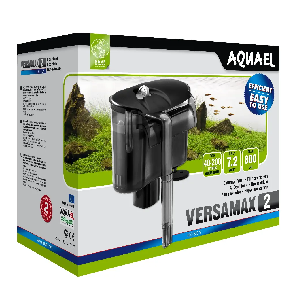 Aquael VersaMax 2 External Filter [Max Flow:800 l/h] For 40-200 Litres Aquarium