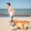 DOCO® Reflective Rope Leash With soft Rubber Handle Ver.5 - Click & Lock Snap-Large-Ø13mm x 120cm-Black