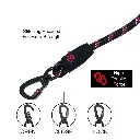 DOCO® Reflective Rope Leash With soft Rubber Handle Ver.5 - Click & Lock Snap-Large-Ø13mm x 120cm-Rasberry Pink
