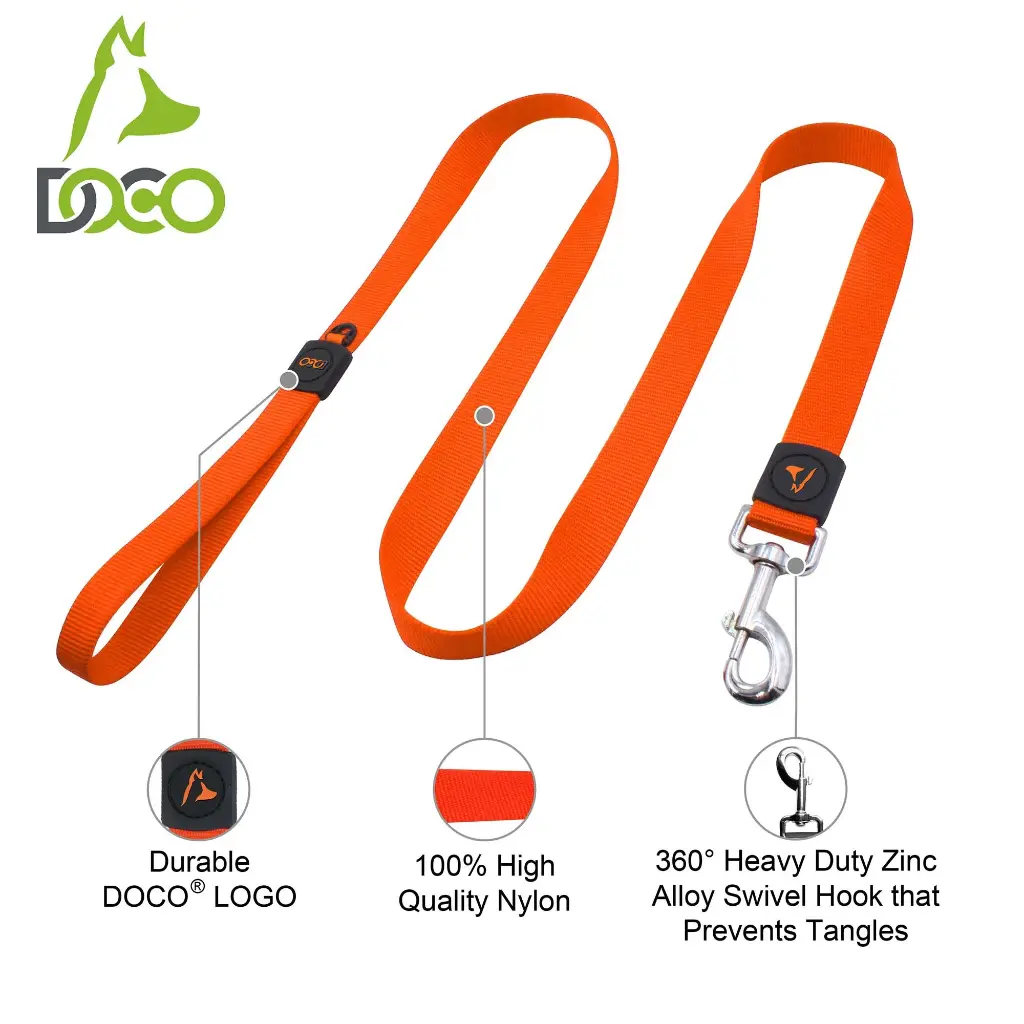 DOCO® Signature Nylon Leash - 6ft-1.0 x 180cm (XS)-Grey
