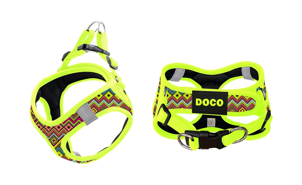 DOCO® Pattern Print Harness With 3D Foam Medium- 41-44cm / 4.5-7kg-Safety Lemon