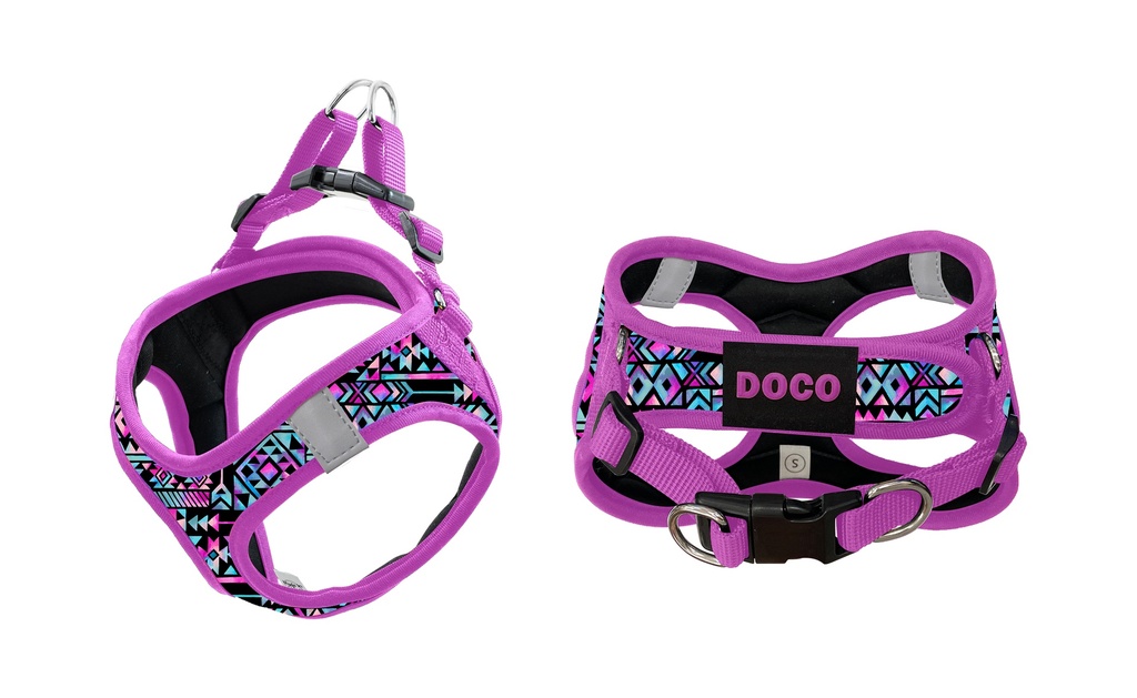 DOCO® Pattern Print Harness With 3D Foam X.Small-34-36cm / 2-3kg-Purple