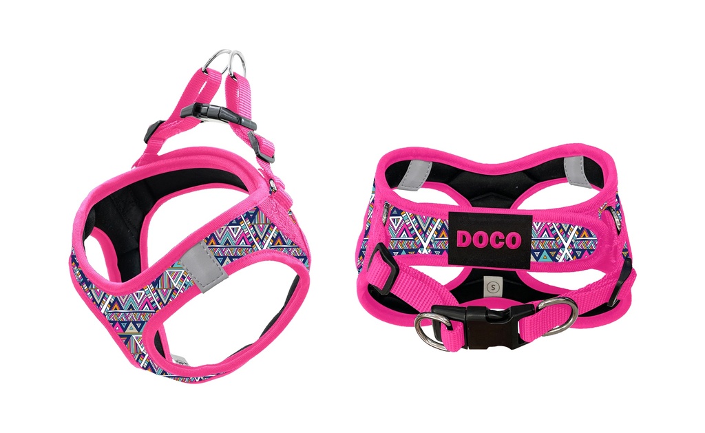 DOCO® Pattern Print Harness With 3D Foam X.Small-34-36cm / 2-3kg-Rasberry Pink