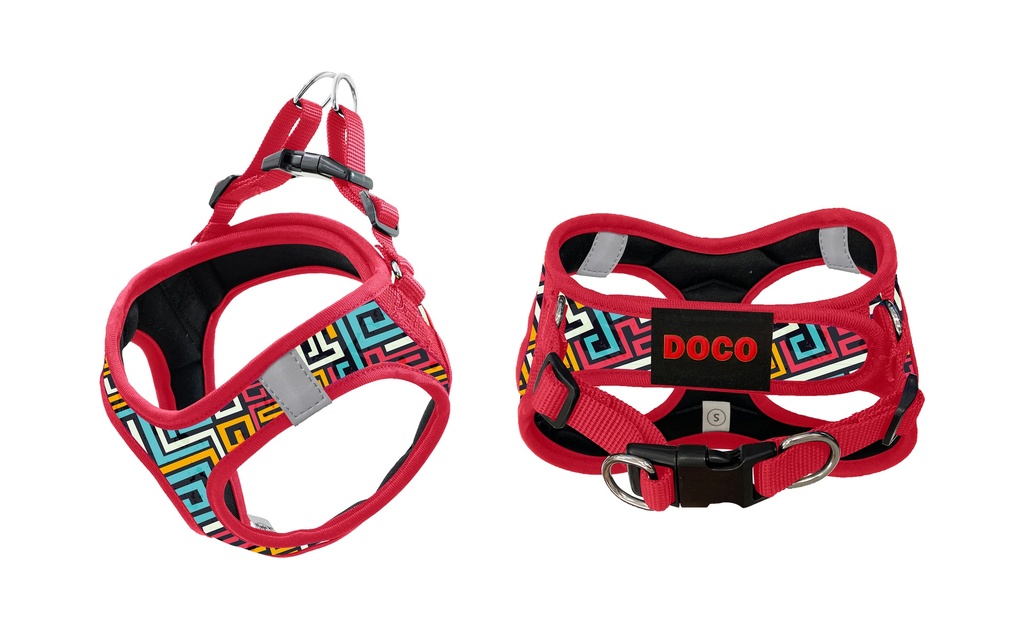 DOCO® Pattern Print Harness With 3D Foam X.Small-34-36cm / 2-3kg-Red