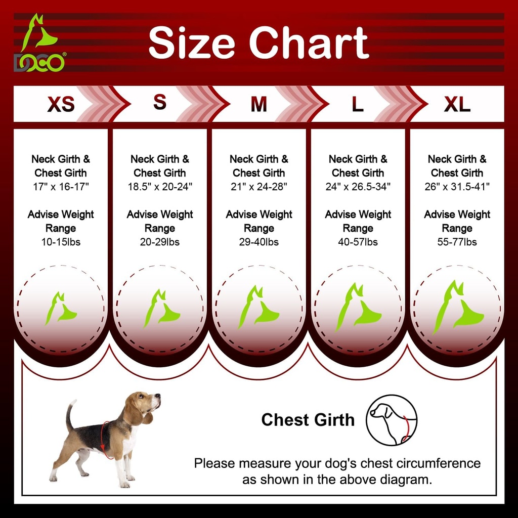 DOCO® Reflective Chest Plate Mesh Free- Walking Harness X.Small-44 x 40-44cm-Red