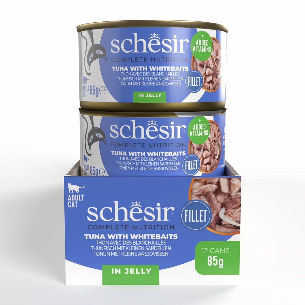 Schesir Complete & Balanced Nutrition Wet Cat Food in Jelly Can- Tuna With Whitebait 85g [MOQ:12pcs]