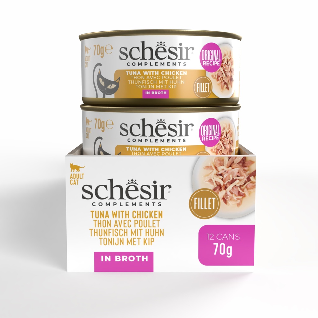 Schesir Wet Cat Food In Broth Can-Tuna With Chicken 70g [MOQ:12pcs]