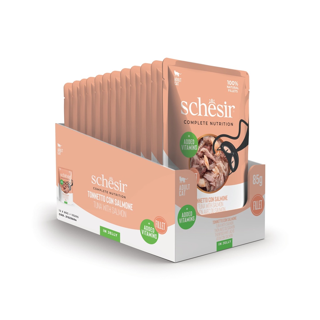 Schesir Complete & Balanced Nutrition Wet Cat Food in Jelly Pouch- Tuna With Salmon 85g [MOQ:12pcs]