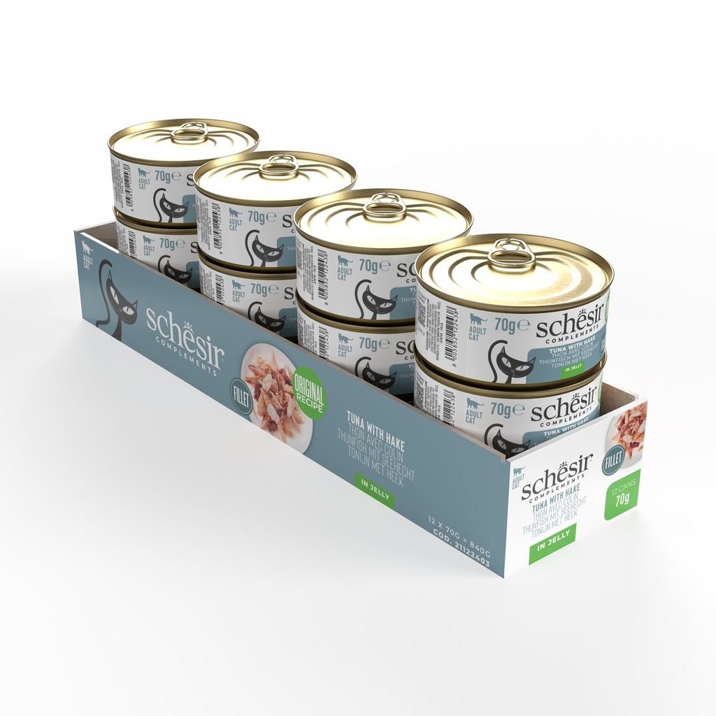 Schesir Complements Cat Wet Food  in Jelly Can- Tuna With Hake 70g [MOQ:12pcs]