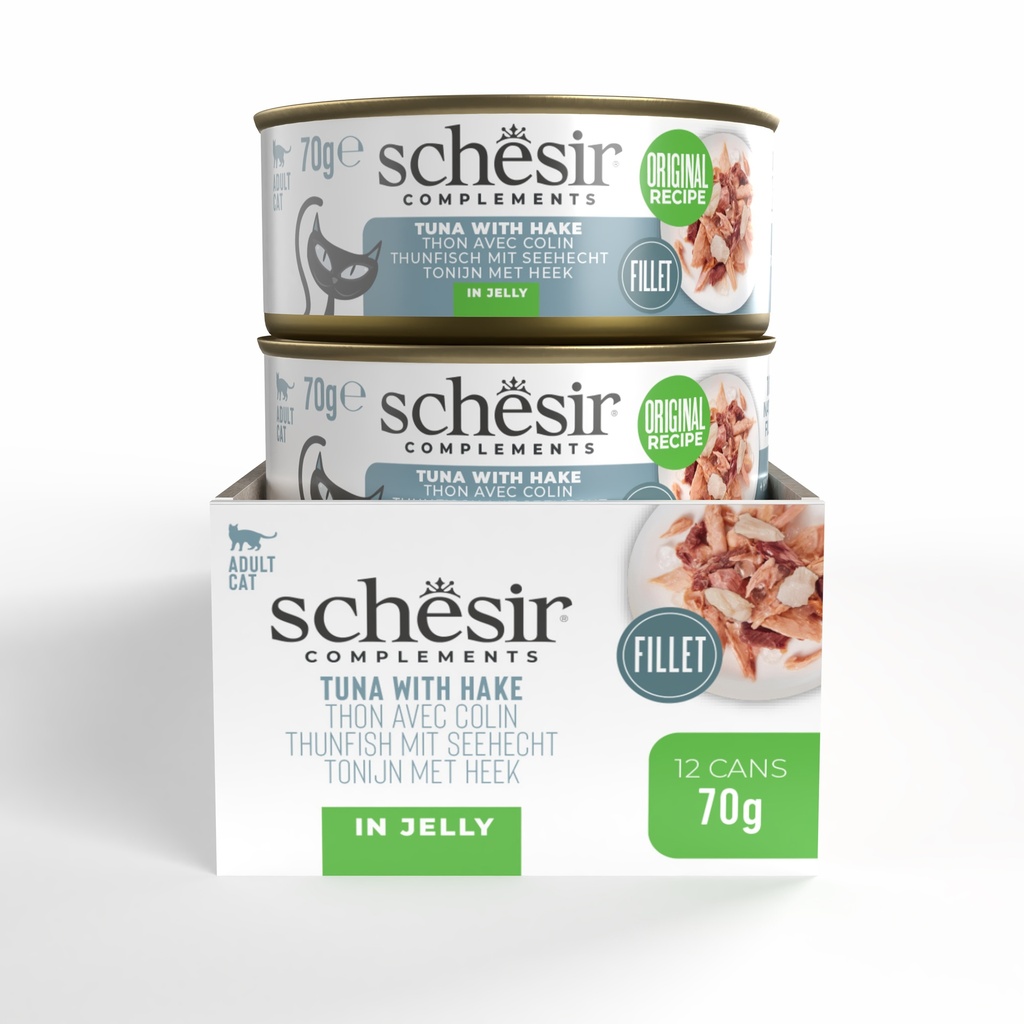 Schesir Complements Cat Wet Food  in Jelly Can- Tuna With Hake 70g [MOQ:12pcs]