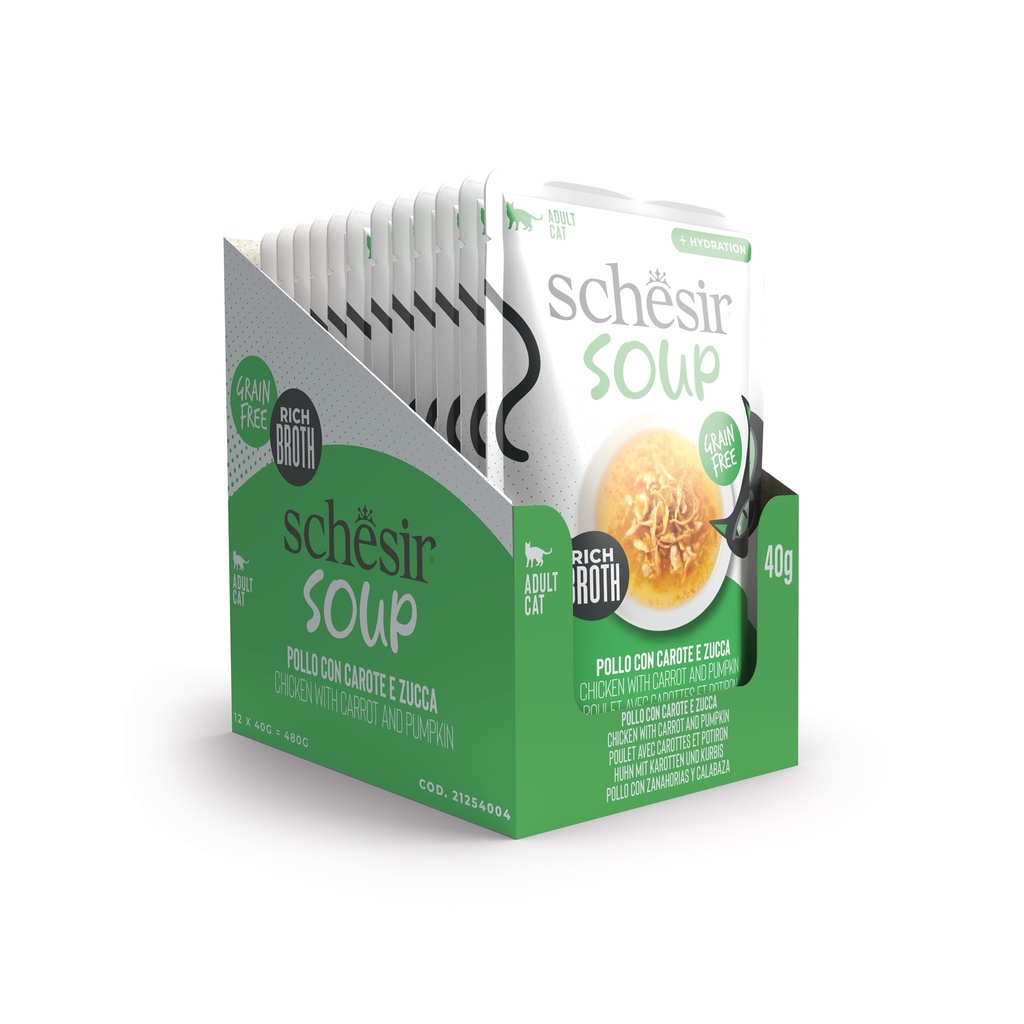 Schesir Soup Cat Wet Food in Soup Pouch-Chicken With pumpkin 40g [MOQ:12pcs]