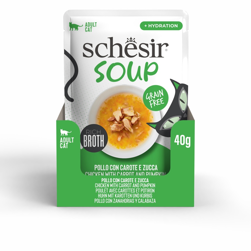 Schesir Soup Cat Wet Food in Soup Pouch-Chicken With pumpkin 40g [MOQ:12pcs]