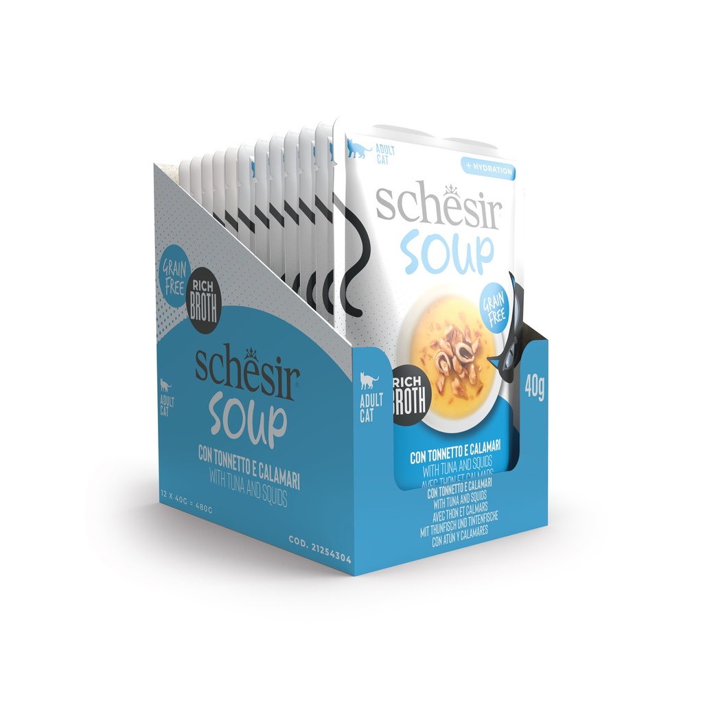 Schesir Soup Cat Wet Food in Soup Pouch-Tuna With Squid 40g [MOQ:12pcs]