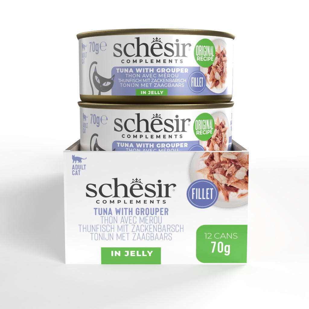Schesir Complements Cat Wet Food  in Jelly Can- Tuna With Grouper 70g [MOQ:12pcs]