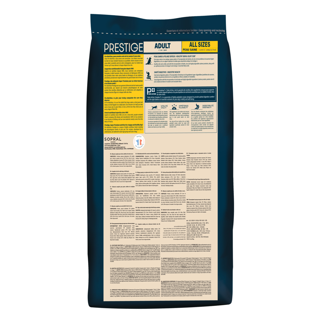 Pro Nutrition Prestige Adult Dog Food – All Sizes – Digestive Health – Salmon– GrainFree – 12kg