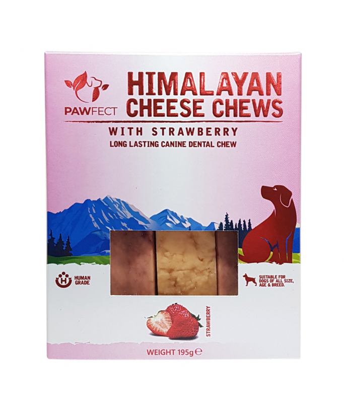 Pawfect Himalayan Cheese Chew Bar with Strawberry 195g (3x 65g)