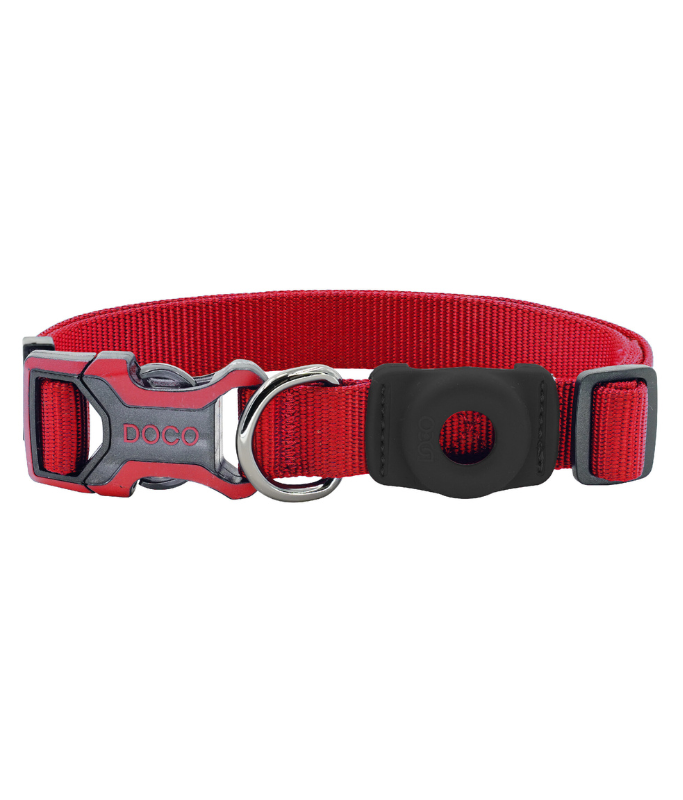 DOCO® AirTag D-ring Collar ATC-23002-03L (2.5 x 45-68cm), Large, Red [Size - L (2.5 x 45-68cm)]