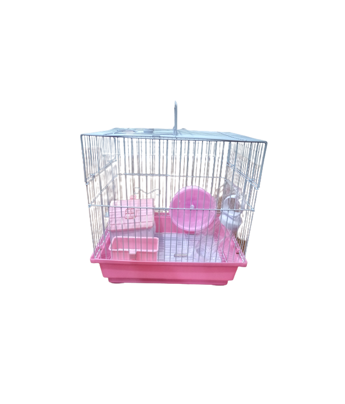 Dayang Hamster Cage 30 x 23 x 31cm - Pink Body & White Grill