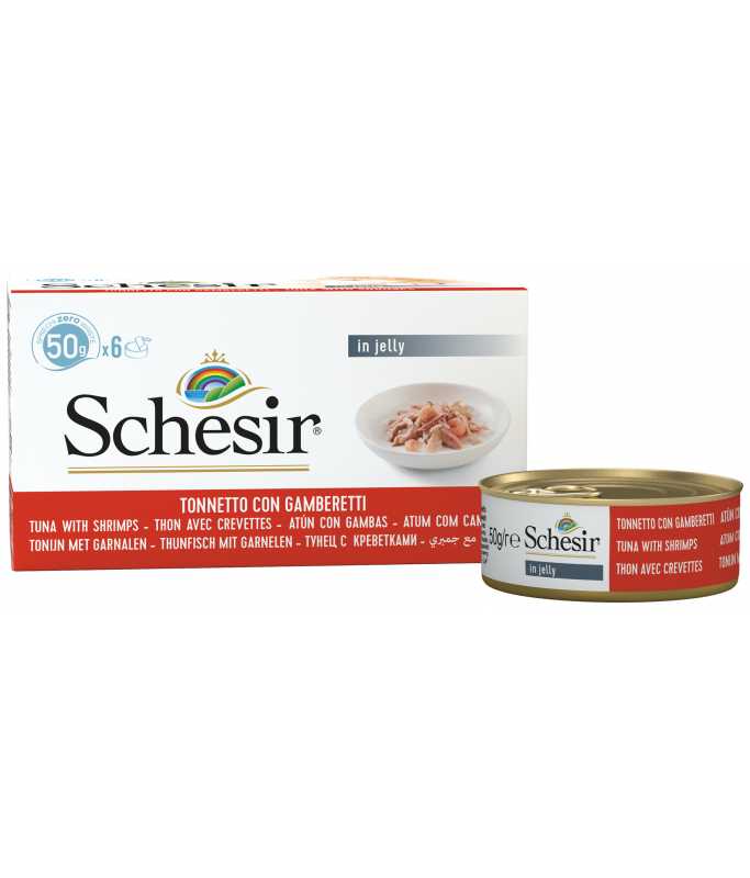 Schesir Cat MultiPack Can Wet Food-Tuna With Shrimps[Weight - 300g]