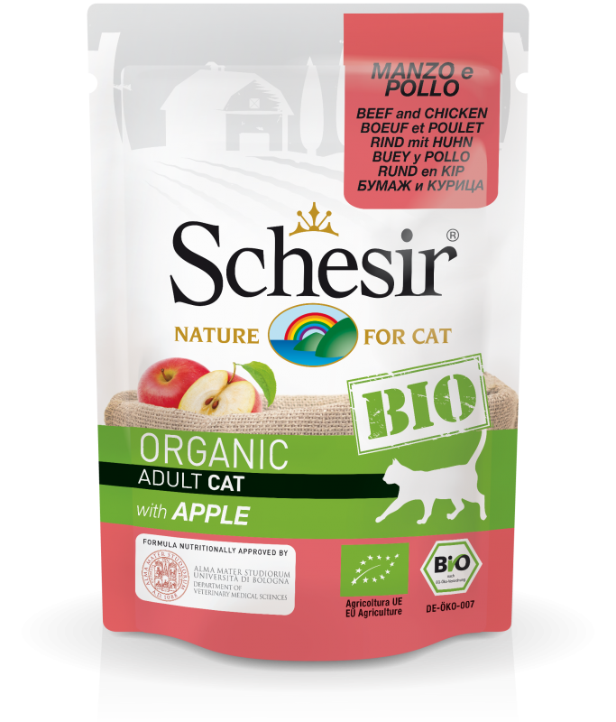 Schesir Bio Beef and Chicken With Apple for Cats[Weight - 85g] (Min Order 85g - 16pcs)