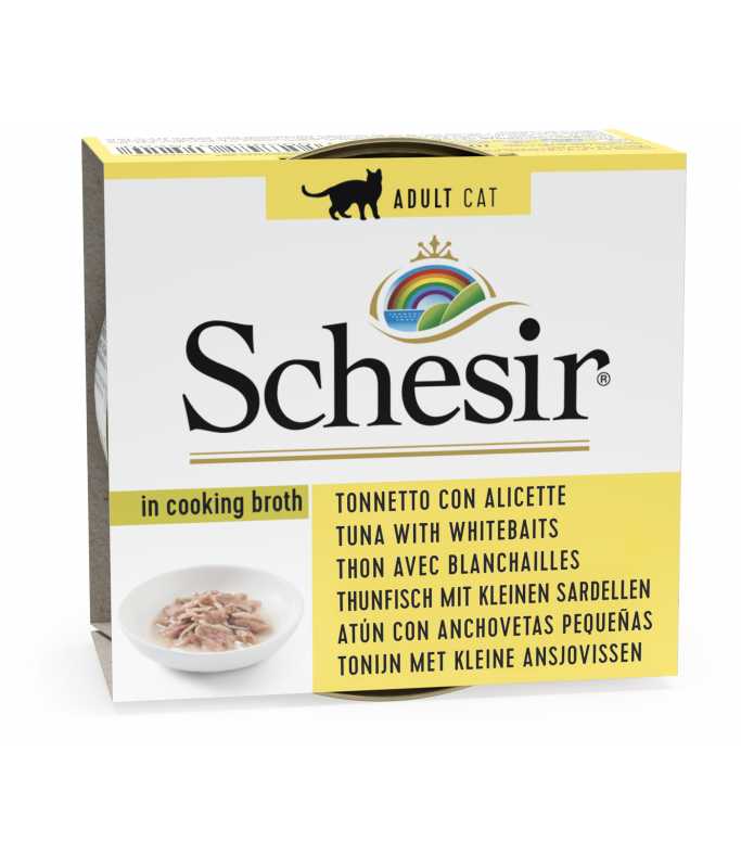 Schesir Cat Can Broth-Wet Food Tuna with Whitebait-(Min Order 70g - 14pcs)[Weight - 70g]