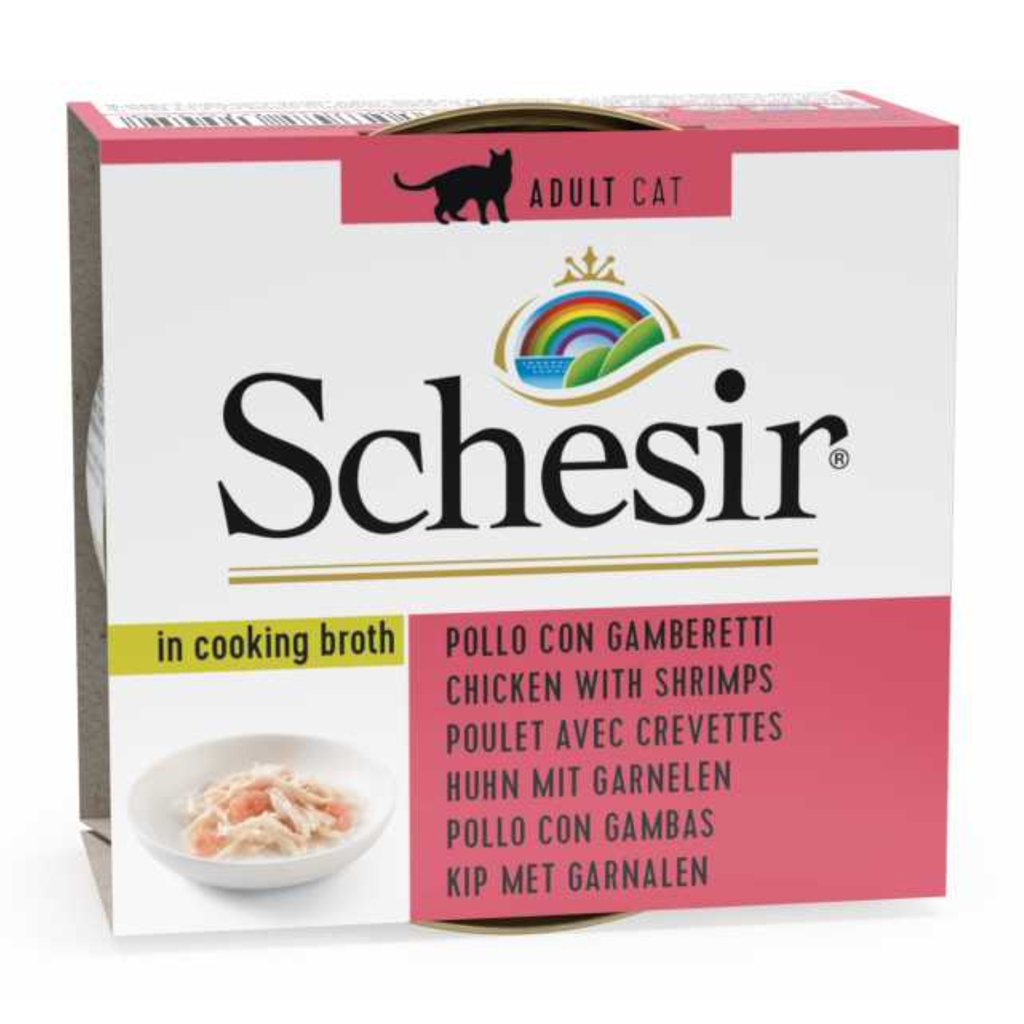 Schesir Cat Can Broth-Wet Food Chicken with Shrimps-(Min Order 70g - 14pcs)[Weight - 70g]