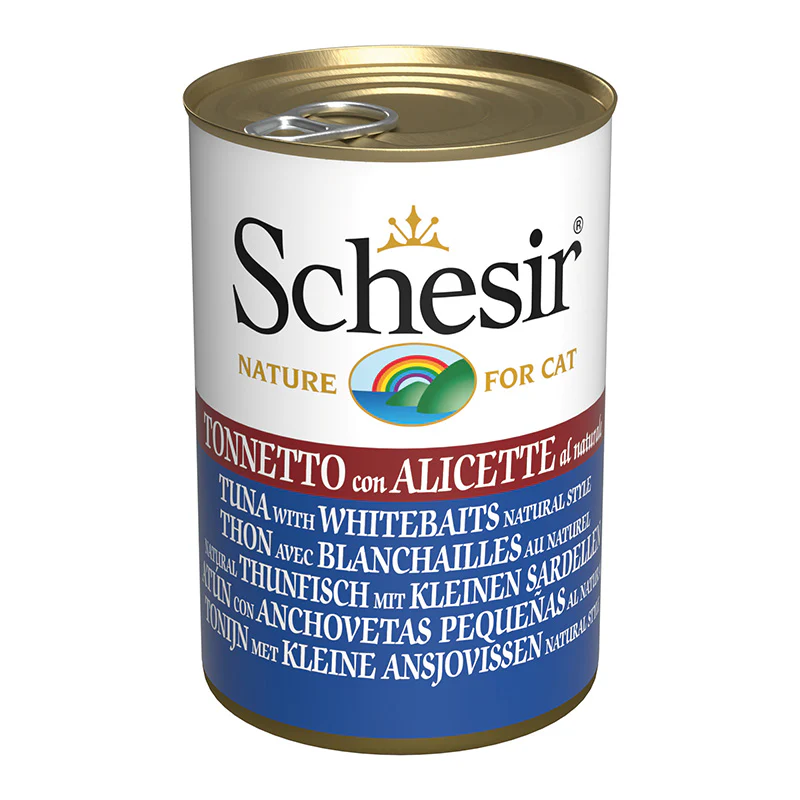 Schesir Cat Can-Wet Food Tuna with Whitebaits - (Min Order 140g - 24pcs)[Weight - 140g]