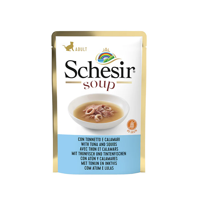 Schesir Cat Wet Soup-With Wild Tuna and Squid[Weight - 85g] (Min Order 85g - 20pcs)