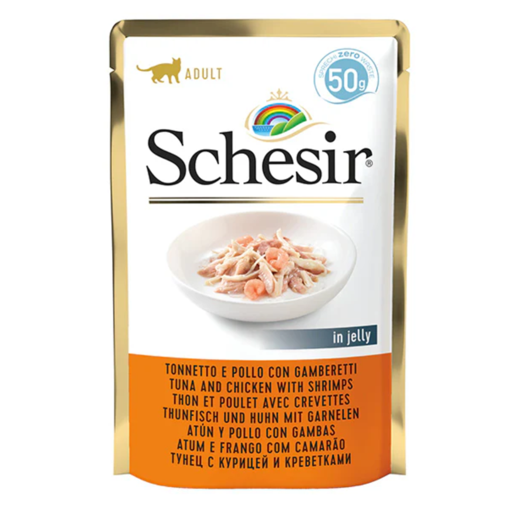 Schesir Cat Pouch-Wet Food Tuna with Chicken with Shrimps- (Min Order 50g - 30pcs)[Weight - 50g]