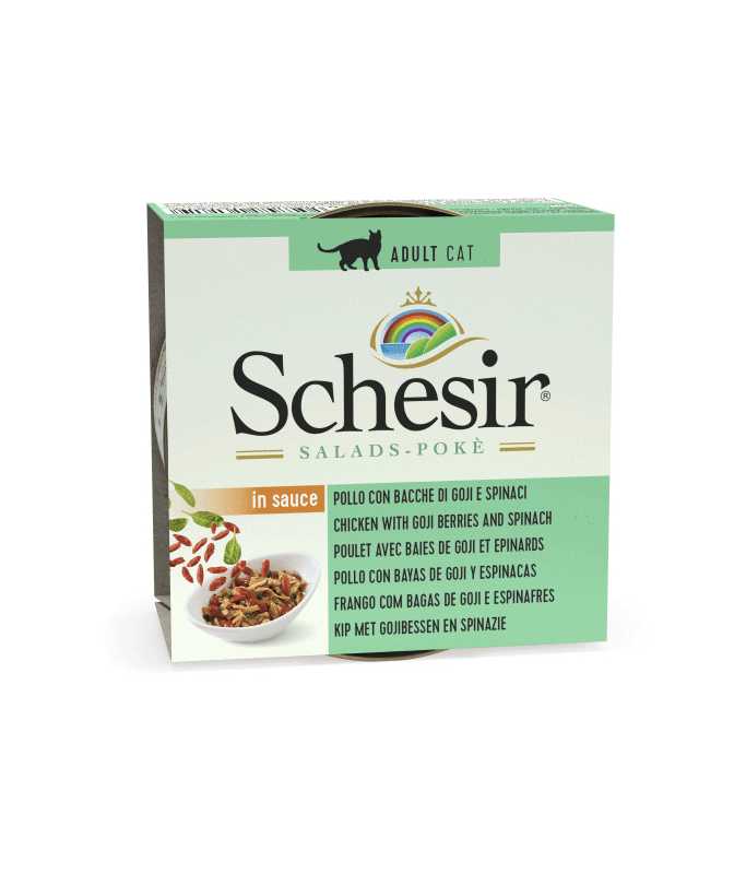 Schesir Salad Cat Wet Food Chicken with Gojiberries and Spinach- (Min Order 85g- 14pcs)[Weight - 85g]