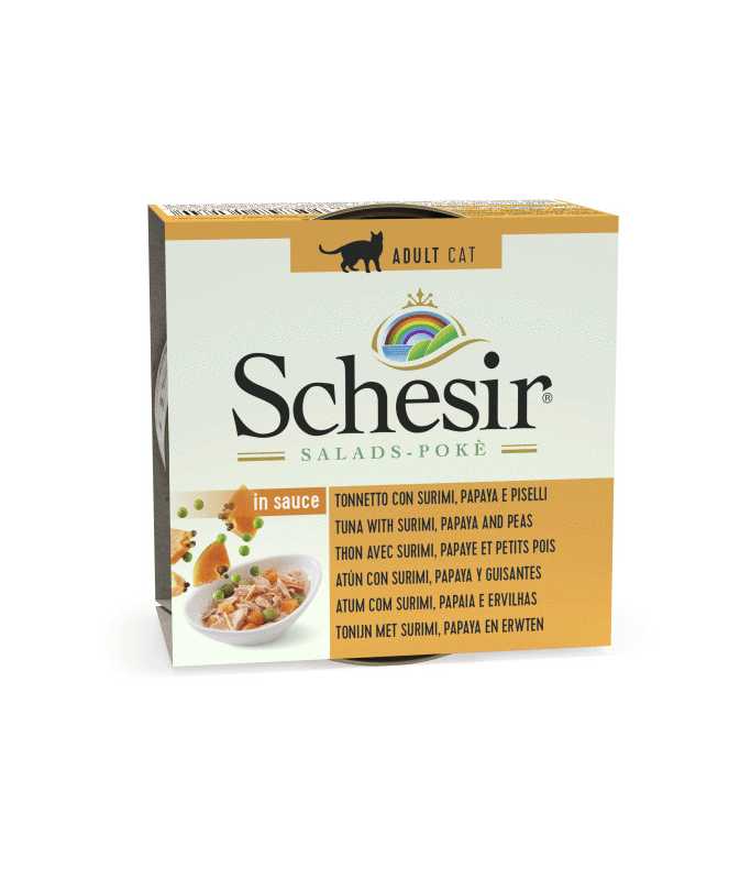 Schesir Salad Cat Wet Food Tuna with Surimi, Papaya and Peas- (Min Order 85g- 14pcs)[Weight - 85g]