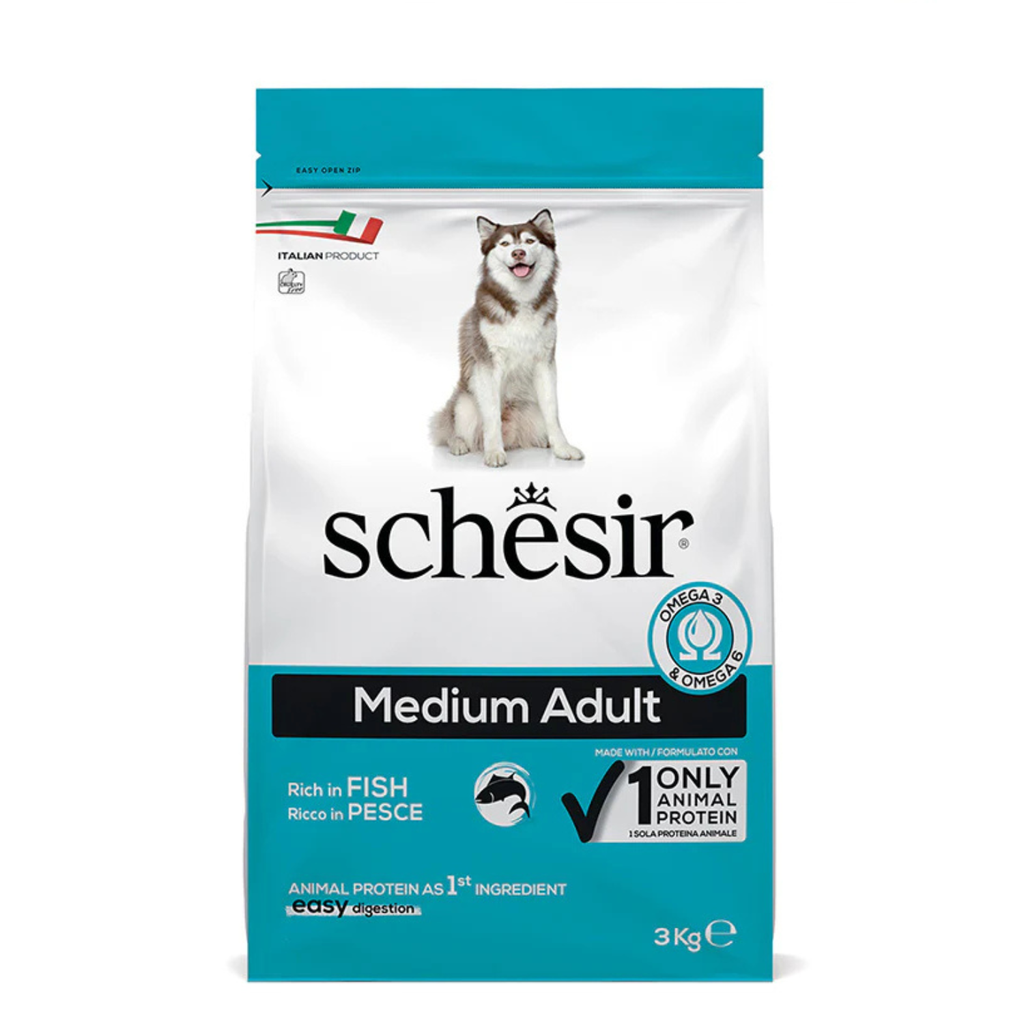 Schesir Dog Dry Food Maintenance Fish-Medium 3Kg[Weight - 3kg]