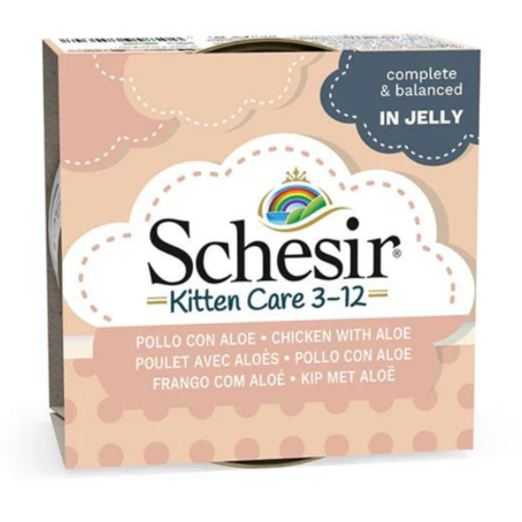 Schesir Kitten Care- Can In Jelly  3-12 Chicken with Aloe Wet Food 85g (Min Order - 14pcs)[Weight - 85g]