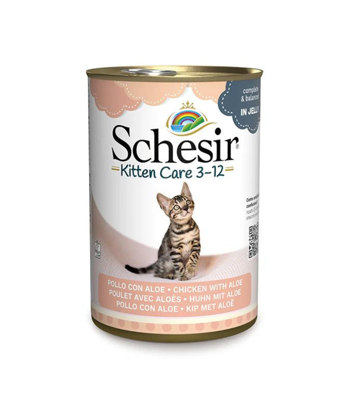 Schesir Kitten Care- Can In Jelly  3-12 Chicken with Aloe Wet Food 140g (Min Order - 6pcs)[Weight - 140g]